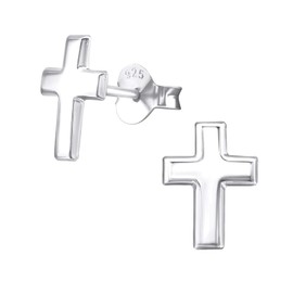 Laimons – Stud Earrings – 925 Sterling Silver – Women – Crosses – Matte