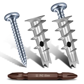 Mywish Zinc Self Drilling Drywall Anchors, Hollow Wall Anchors and Screws Kit, Drywall Screws, 50pcs Heavy Duty Metal Wall Anchors and 50pcs #8 x 1-1/4'' Screws (100Pcs All Together)