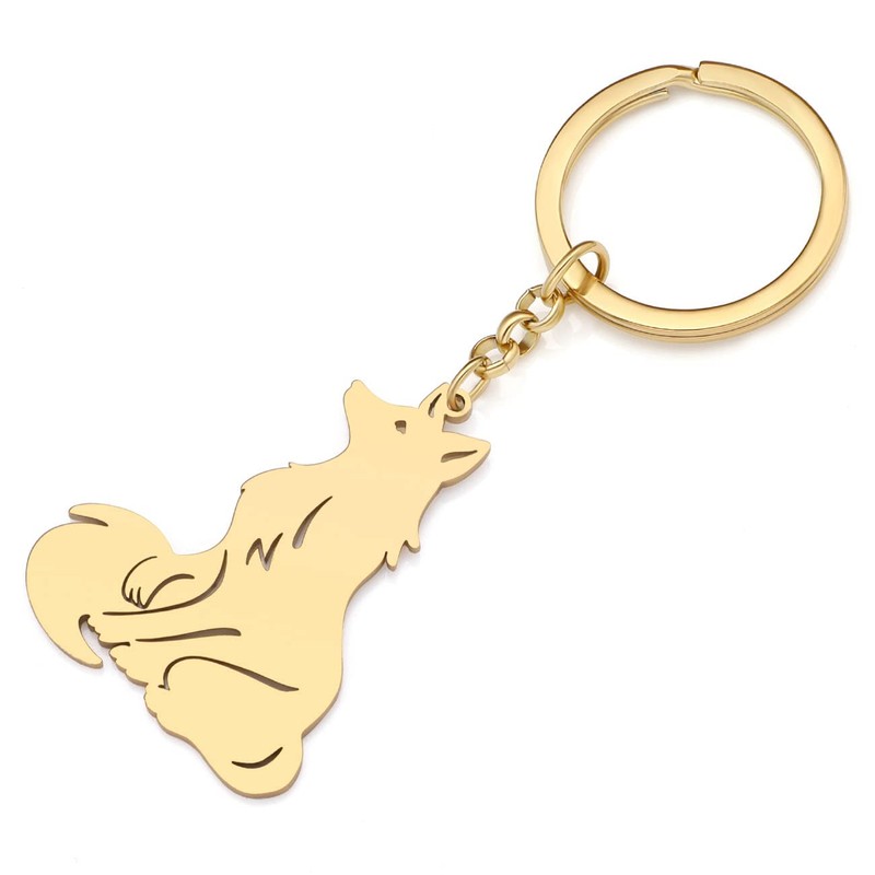 LONYOO Elegant Fox Keychain Stainless Steel Cute Fox Gifts for