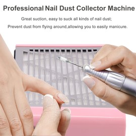 ibubu Professional Electric Nail Dust Collector Machine - Strong Suction Dust Vacuum Cleaner with Reusable Filters - Nail Salon Dust Extractor for Manicure Salon - Pink