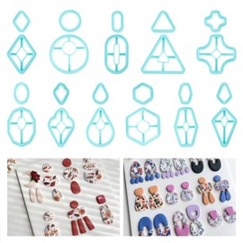 ORIGACH 22 Pcs Geometric Clay Cutters, Bohemain Studs Polymer Clay Cutters Set Different Geometrical Shapes Clay Cutters for Earring Making Boho Geometric Clay Cutters for Jewelry Making