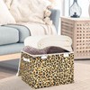 CaTaKu Large Fabric Storage Bins With Lids, Brown Leopard Print