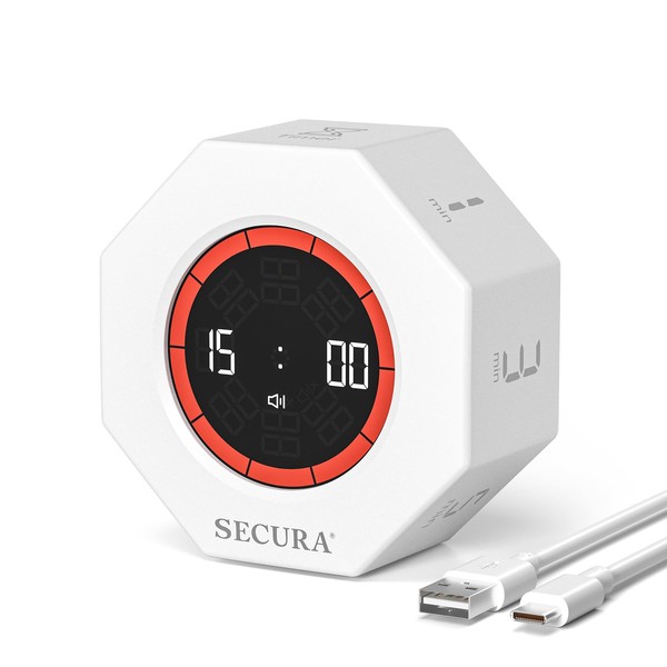 Secura Pomodoro Timer, Rotating Cube Time Tracker, Flip Gravity Sensor