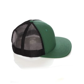 Structured Trucker Mesh Hat Custom Colors Letter C Initial Baseball Mid Profile (Green Black White Gold)