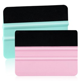 WRAPXPERT Vinyl Squeegee Tool,2 Pack Squeegees for Vinyls Pink and Teal,Felt Squeegee Vinyls Scraper Tool for Crafting Vinyl Application