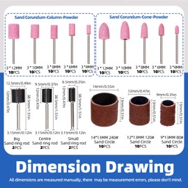 Glarks 136Pcs Abrasive Grinding Stone Points and Sanding Drum Assortment Kit, Polishing Buffing Wheels Grinding Bits and Drum Sander Sanding Sleeves with Drum Mandrels Set for Rotary Tool