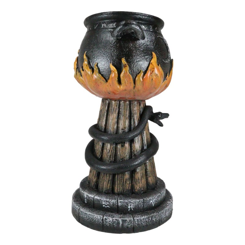 Wicca Triple Moon Witch Cauldron With Snake And Sacred Geometry
