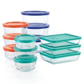 Pyrex Simply Store (12-Pack) Glass Food Storage Containers Set, (1, 2, & 3 Cup) Meal Prep Containers With BPA-Free Lids, Dishwasher & Microwave Safe