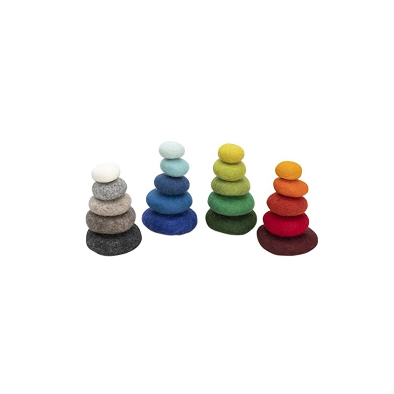 Betzold - Rainbow Felt Pebbles 20-Piece Colourful for Laying and