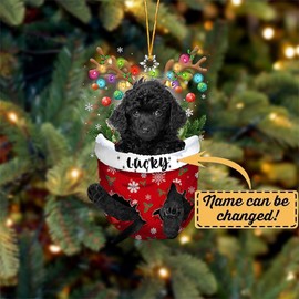 Black Toy Poodle Dog Christmas Ornament, Black Toy Poodle in Snow Pocket Christmas Tree Ornament, Dog Lovers Gift Idea Xmas Decor, Christmas Decorations for Tree, Christmas Ornament Gift for Dog Lover