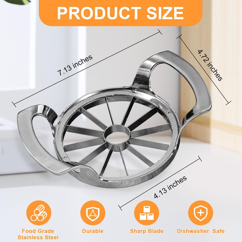 12 Slices Apple Slicer Large Heavy Duty Stainless Steel Easy