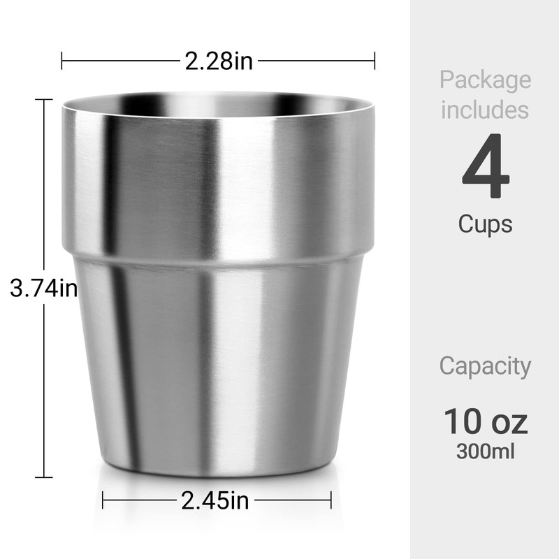 Beasea Stainless Steel Insulated Cup, 10 oz Stackable Stainless Steel