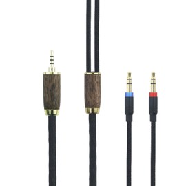 HansnBy 2.5 mm Balanced Cable 6N OCC Copper Silver-Plated Cable Walnut Shell Compatible with Hifiman Sundara, Ananda, Arya, HE400SE, HE4XX, HE-400i Headphones (2 x 3.5 mm Version) 6.6 ft