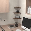 HORLIMER 6 Pack Wall Mount Floating Corner Shelf, Rustic Wood