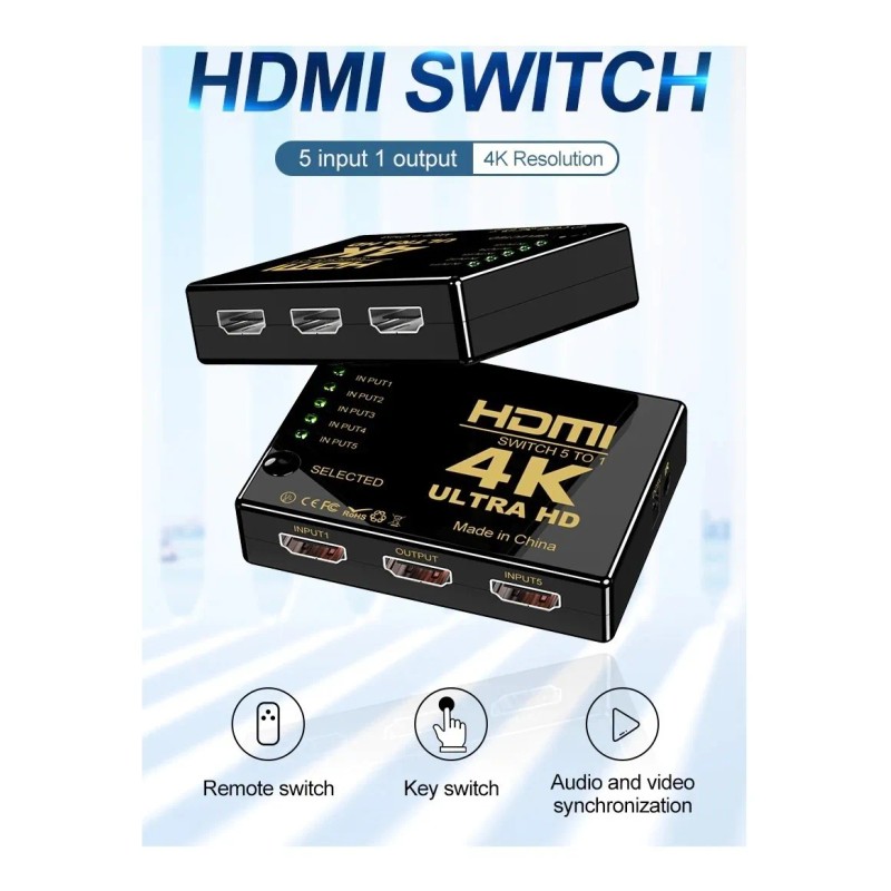 Switch Hub Hdmi 4k 5 A 1 Para Pc Consolas