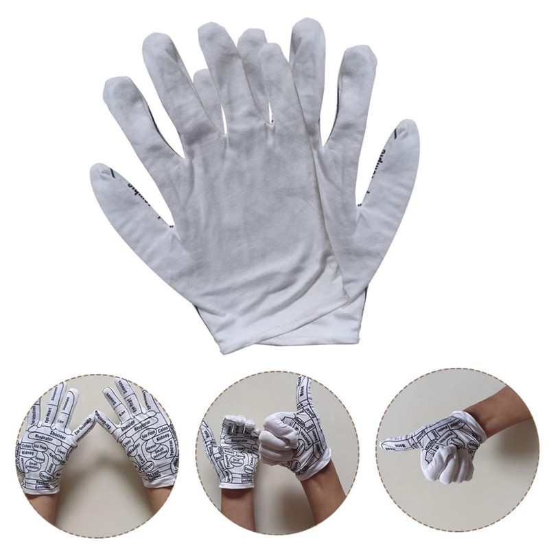 OATIPHO Reusable Massage Gloves with Acupoint Instructions Elastic Massage Hand