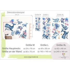 wolga-kreativ Wall Tattoo for Children's Room with Maritime Motifs (Octopus, M)
