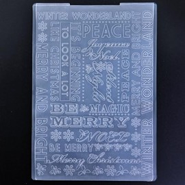 Kwellam Words Winter Wonderland Merry and Bright Background Plastic Embossing Folders for Card Making Scrapbooking and Other Paper Crafts 3100810