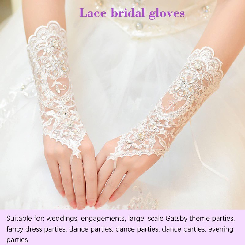 Bridal Accessories - Elegant Women's Lace Gloves, Fingerless Bridal Gloves