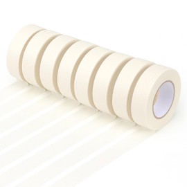 LONGKEY White Masking Tape 8 Rolls, 0.7 Inch x 20 Yards, Premium Quality, Multi-Purpose, Painter’s Tape for Home, Office & DIY Projects