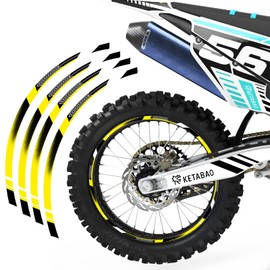 KETABAO Dirt Bike Rim Tape A01 Decal Stickers Stripes 21 19 inch Compatible with CRF250R CRF450R CRF 250R (Yellow)