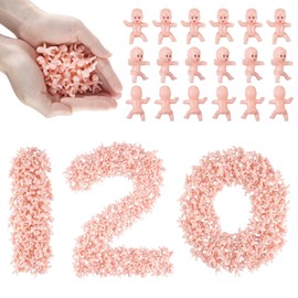 Mini Plastic Baby Dolls, Pack of 120 Mini Plastic Babies, Small Plastic Baby for Baby Shower Party, Babies Bathing Crafts, Ice Cube Game (White)