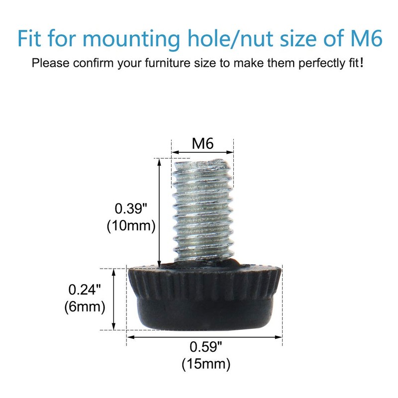 uxcell M6 x 10 x 15mm Leveling Feet Adjustable Leveler