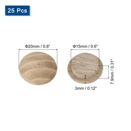 uxcell Wood Hole Plugs, 25 Pcs 20x15mm Wood Button Top Plugs Round Head Hardwood Furniture Plugs Screw Hole Plugs for Furniture Tables Chairs Cabinetry Crafts Projects
