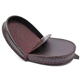 Mens Real Leather Coin Tray Purse LARGE 8cm x 9cm Coins Pouch Wallet (Dark Brown)