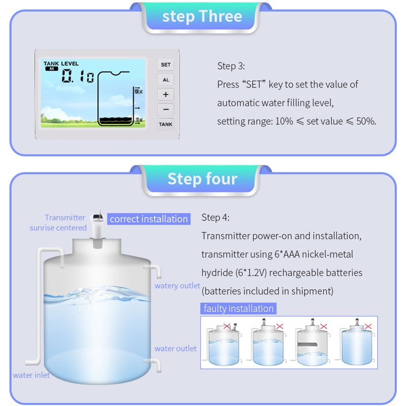 Ultrasonic Level Sensor Water Tank Wireless WiFi Liquid Level Meter