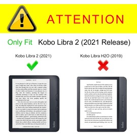 KEROM Case for Tolino Vision 6 (2021) / Kobo Libra 2 (2021), 7 Inches, Lightweight PU Leather Protective Case with Wrist Strap and Auto Sleep/Wake Function, Library