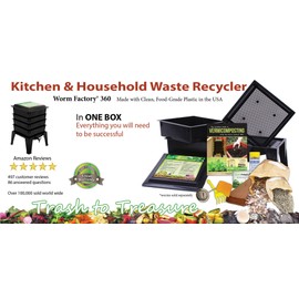 Worm Factory 360 Black US Made Composting System for Recycling Food Waste at Home