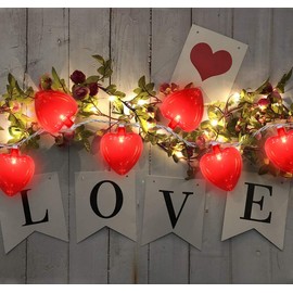 8.5Ft Valentine's Day Heart String Lights, Valentine Decorations Fairy String Lights with 10 Red Heart Lights, Connectable Love Heart Lights for Valentine's Day, Party, Wedding, Holiday Decorations
