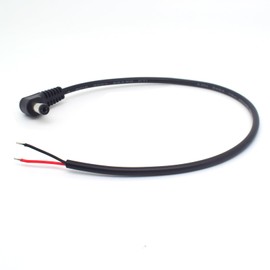 EAHOSUCC Single Short 0.3M/1FT 22AWG 5.5mm x 2.1mm 90 Degree Right Angle DC Power Male Plug Jack,3A 2.1mm x 5.5mm Male DC Pigtail Connector Cable