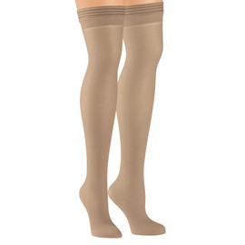 Collections Etc Non-Run Compression Thigh High Stockings - 3 Pairs