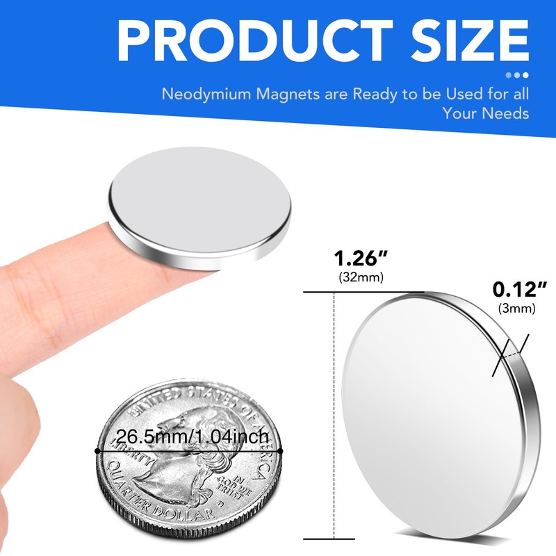 Super Strong Neodymium Disc Magnets with Double-Sided Adhesive, Powerful Permanent