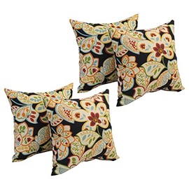 Blazing Needles Outdoor Floral Polyester Throw Pillow, 17", Mcdorothee Ebony 4 Count