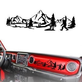 Car Dashboard Decal Glove Box Sticker Mountain Scene Vinyl Passenger Seat Sticker Gloss Black Car Body Decal Compatible with 2018-2023 Wrangler JL JLU Gladiator JT (Mountain)