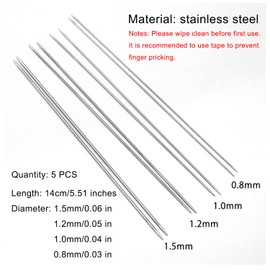 Wiosny Juego de 5 agujas de tejer extrafinas de 14 cm de longitud, de acero inoxidable, doble punta, agujas de tejer cortas, suéter, ganchillo, hecho a mano, para muñeca, kit de tejer (diámetro de 1,5 mm)