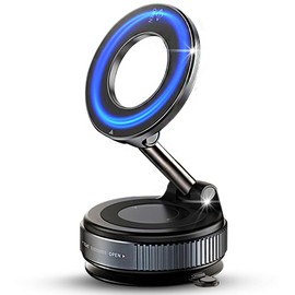 Upgraded Vacuum Suction Magnetic Car Phone Holder, 360° Adjustable Suction Cup Phone Mount, Foldable Portable Cell Phone Holders for Car/Mirrors/Smooth Surface