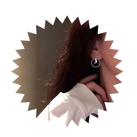 Inilbran Boho Circle Moon Dangle Earrings Vintage Hollow Circle Drop Earrings Silver Moon Circle Earrings Minimalist Geometry Circle Stud Earrings Jewellery for Women and Girls, Alloy Steel