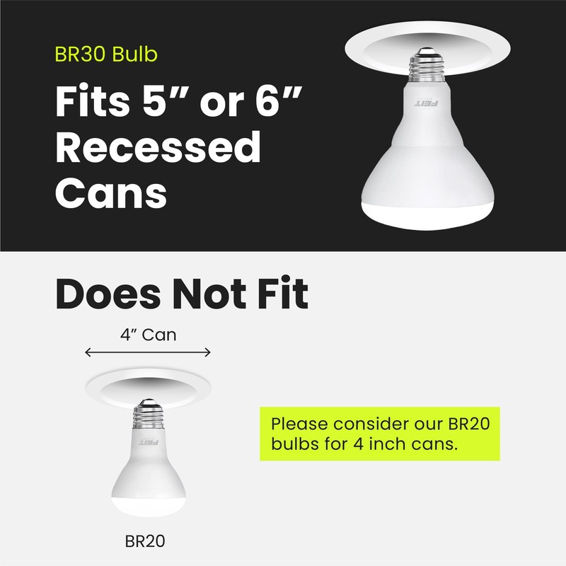 Feit Electric LED BR30 Light Bulbs, 65W Equivalent, Dimmable, 10