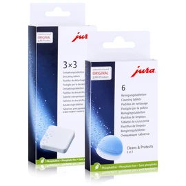 Jura Cleaning Tablets, Pack of 6 + Jura descaling tablets, 3 x 3 pieces.