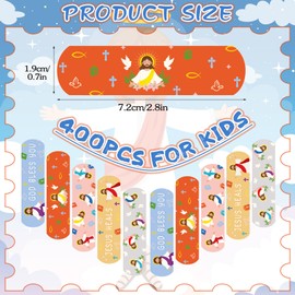 Geiserailie 400Pcs Jesus Bandages Colorful Cartoon Jesus Heals Adhesive Bandages Kids Bandages Bulk God Bless You Bandages Pack for Children Waterproof Breathable Bandages