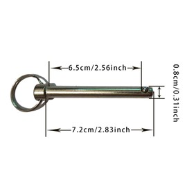 Pin with Ball Lock Stainless Steel Ball Lock Pin with Ring Folding Cotter Pin Set, 8 x 65 mm Stainless Steel, Durable, Pack of 5