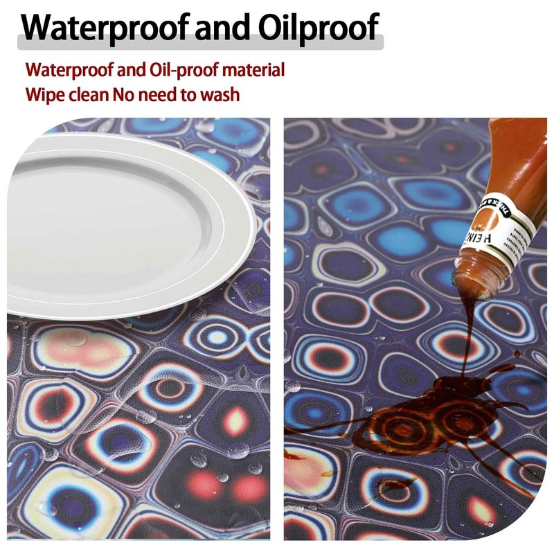 Opstellen Fitted Round Tablecloth for 45-54'' Inch Table Boho Waterproof