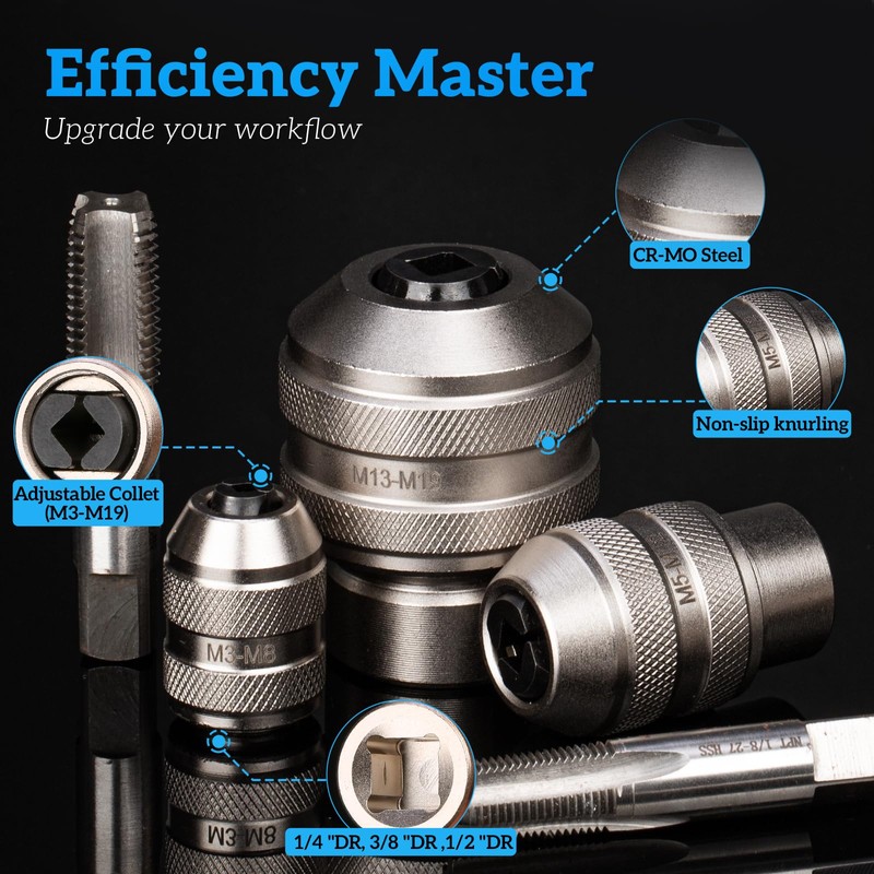 3 Piece Tap Socket Set for Ratchet Wrench - 1/4"