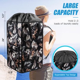 Bukere Laundry Backpack Bag for College Students Dorm Room Essentials, Extra Large Laundry Basket Hamper, Portable Freestanding Laundry Bag with Adjustable Shoulder Straps for Women Man Cruise