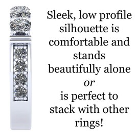 NANA Jewels Shared Prong 5 Stone Ring w/Sides Simulated Diamond Anniversary CZ Wedding Band, Platinum Plated Size 8