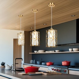 Zlierop Brushed Gold Pendant Light, Modern Kitchen Pendant Lighting Over Island, Pendant Lighting with Clear Glass Shade, Glass Pendant Lights Kitchen Island, Foyer, Dining Room, Entryway